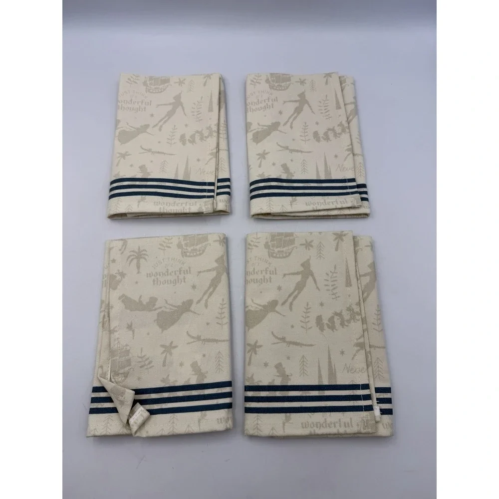Disney Parks Peter Pan Neverland Cloth Dinner Napkins Set 4 NWT Table Linens